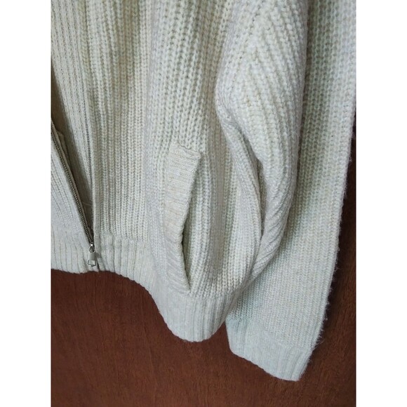 NWT American Eagle sz M cream full zip sweater cardigan w/ pockets long sleeves - Picture 6 of 11